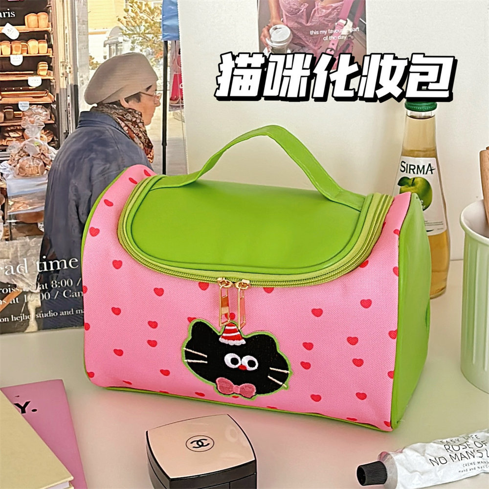 腾亿原创可爱卡通小猫手提化妆包少女便携大容量化妆品收纳包新款详情45