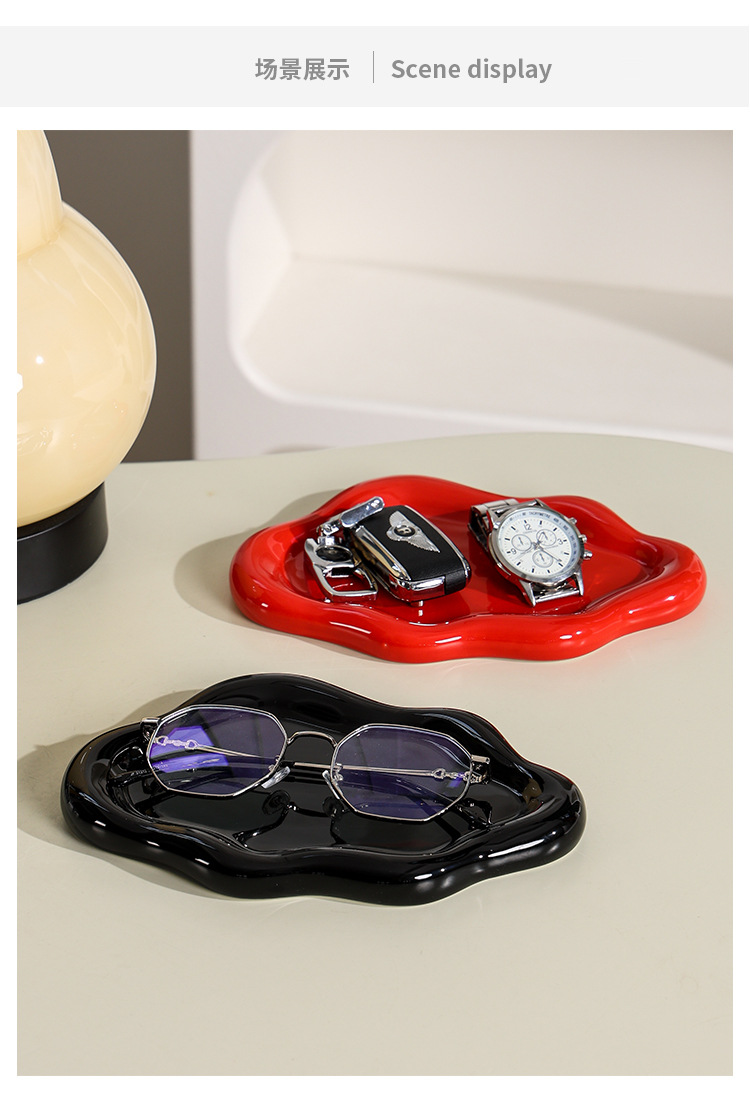 【 Same style at low Price 】ins high appearance level tray, Internet celebrity photo prop, jewelry storage plate, display plate, light luxury ceramic decorative item pic 41