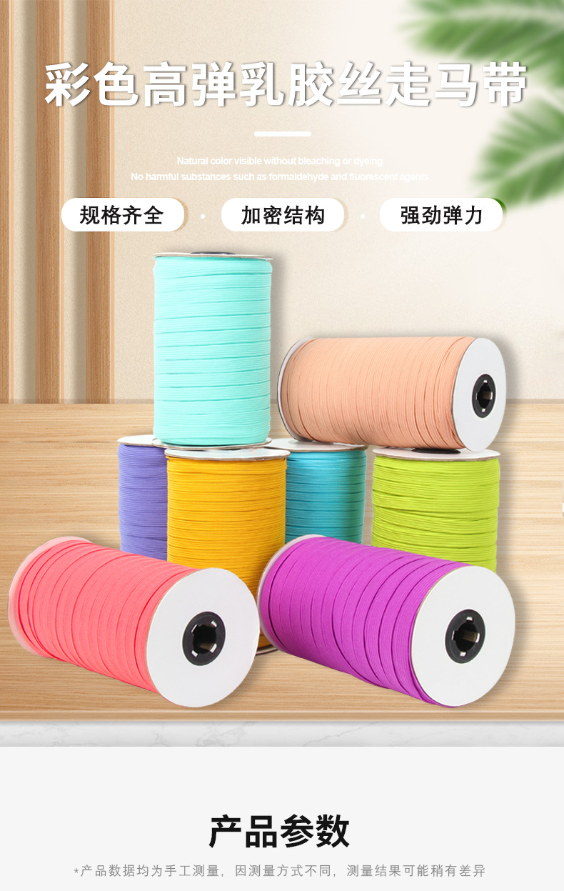 彩色走马带跑马带高弹乳胶皮筋袖套松紧带彩葱箱包笔记本服装娃衣详情2