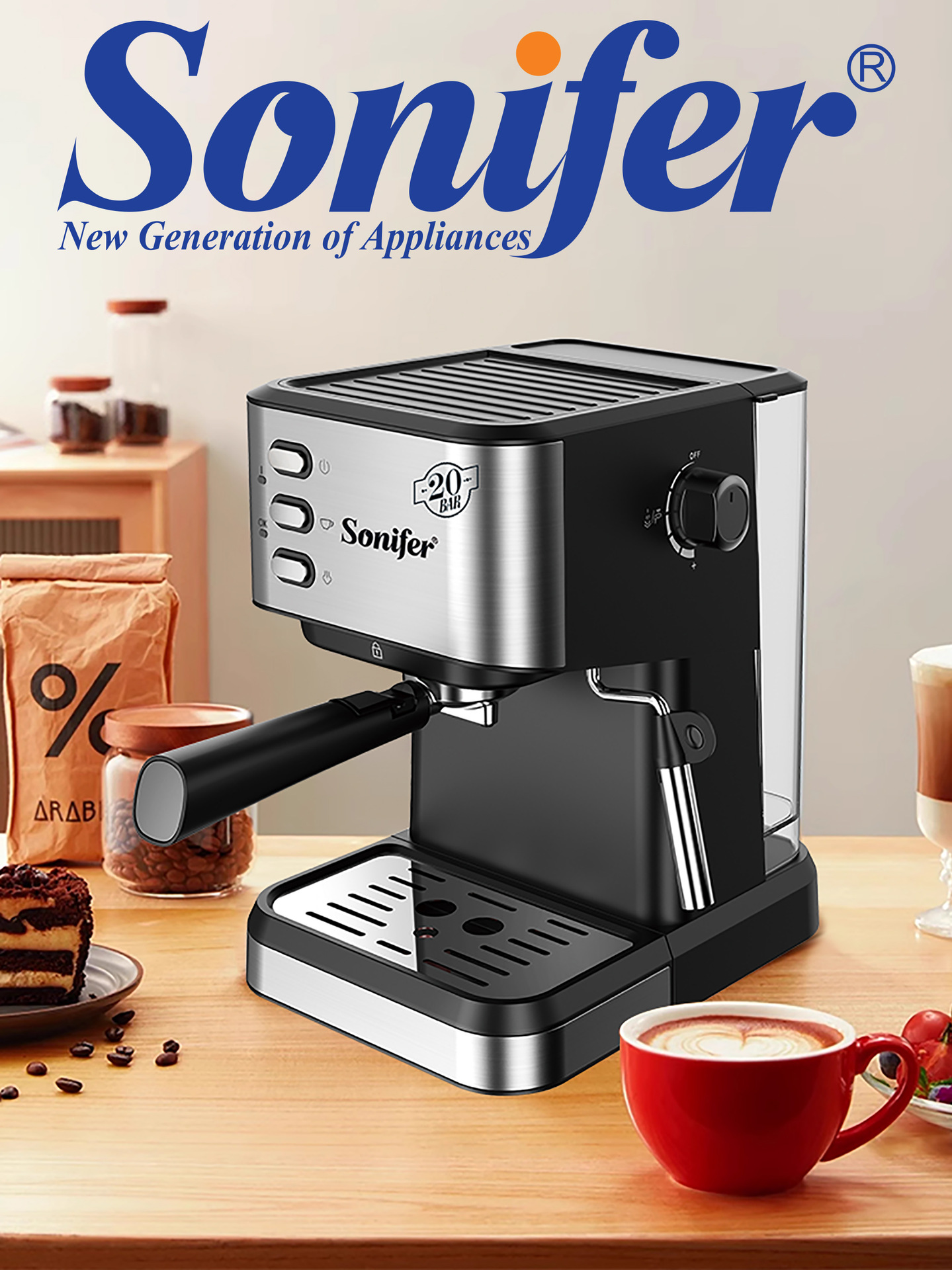 Sonifer 跨境家用多功能浓缩意式咖啡机coffee maker SF-3574详情2