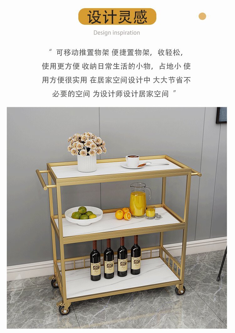 Food cart, trolley, three-story mobile trolley for restaurants and hotels, dining cart, household kitchen storage rack, seasoning rack pic 7