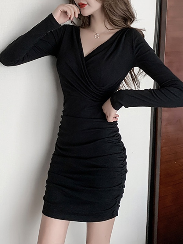 长袖德绒气质连衣裙女秋冬名媛纯欲打底后妈礼裙子紧身内搭包臀裙详情6