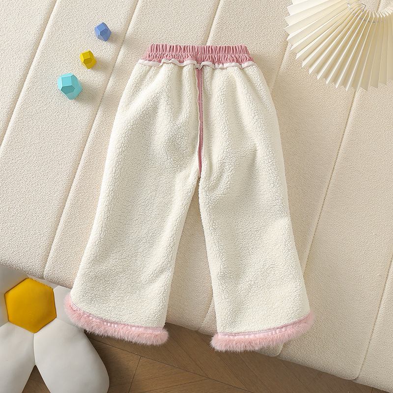冬季女宝宝加绒加厚儿童洋气休闲保暖裤复合绒侧开喇叭裤外穿详情6