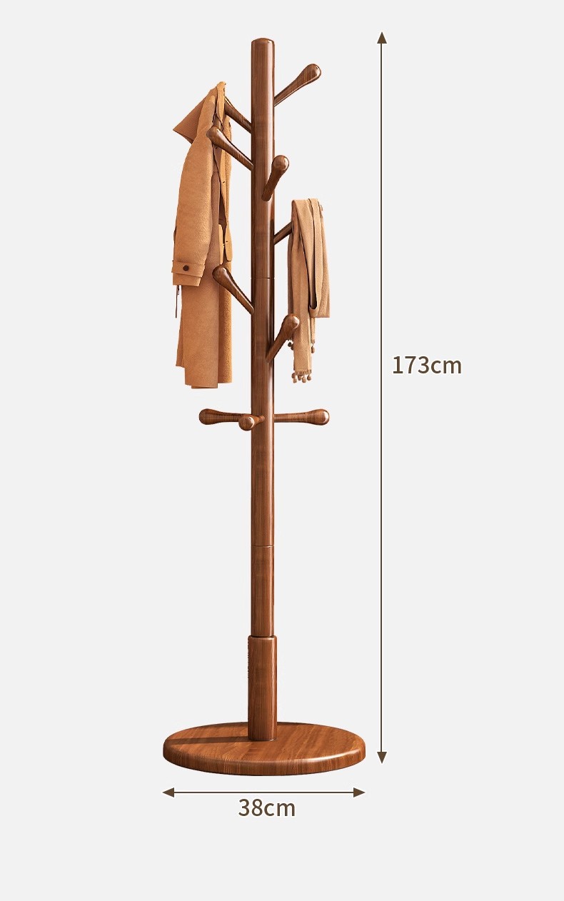 Solid wood coat hangers, floor-standing coat racks, bedroom household hanging clothes hangers, simple standing beech wood bag hangers for college students' dormitories pic 19
