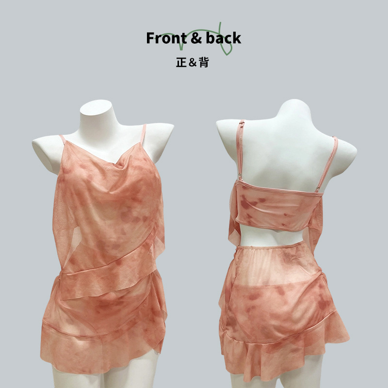 Best-selling bikini swimsuit three-piece set, mesh small chest, gathering to hide flesh and look slim, pure and elegant, high-end style, two-piece swimsuit 125073 pic 2