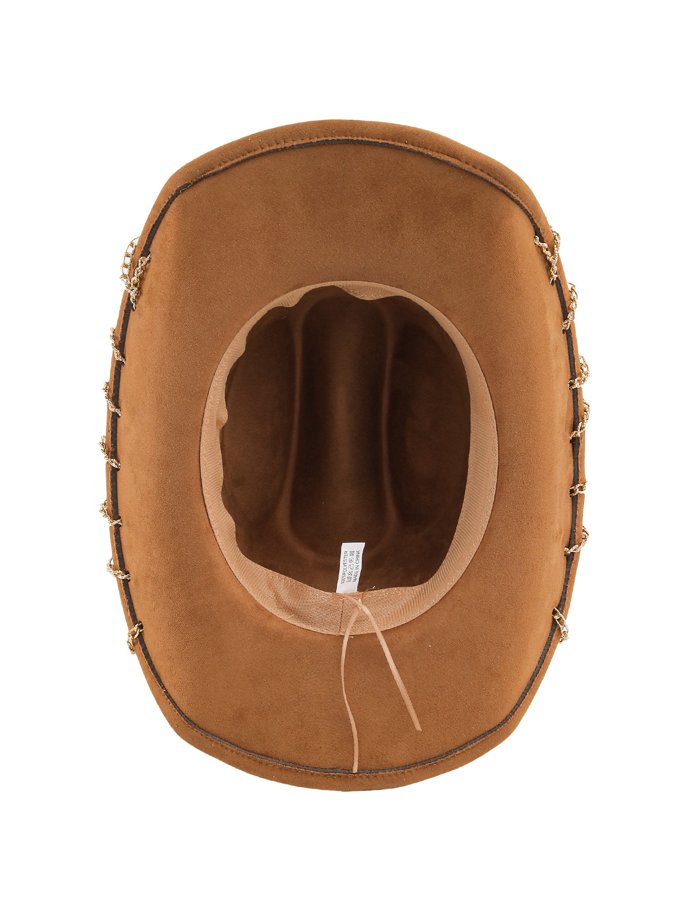 Cross-border trendy suede top hat, heavy metal chain accessory, denim wide-brimmed retro jazz hat, unisex pic 11