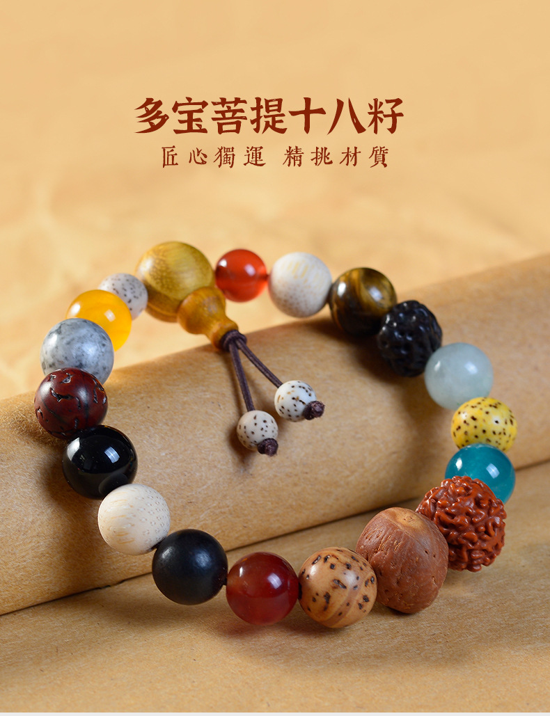 十八籽手串杭州灵隐同款一二三四五代多宝菩提十八子平安念珠佛珠详情1