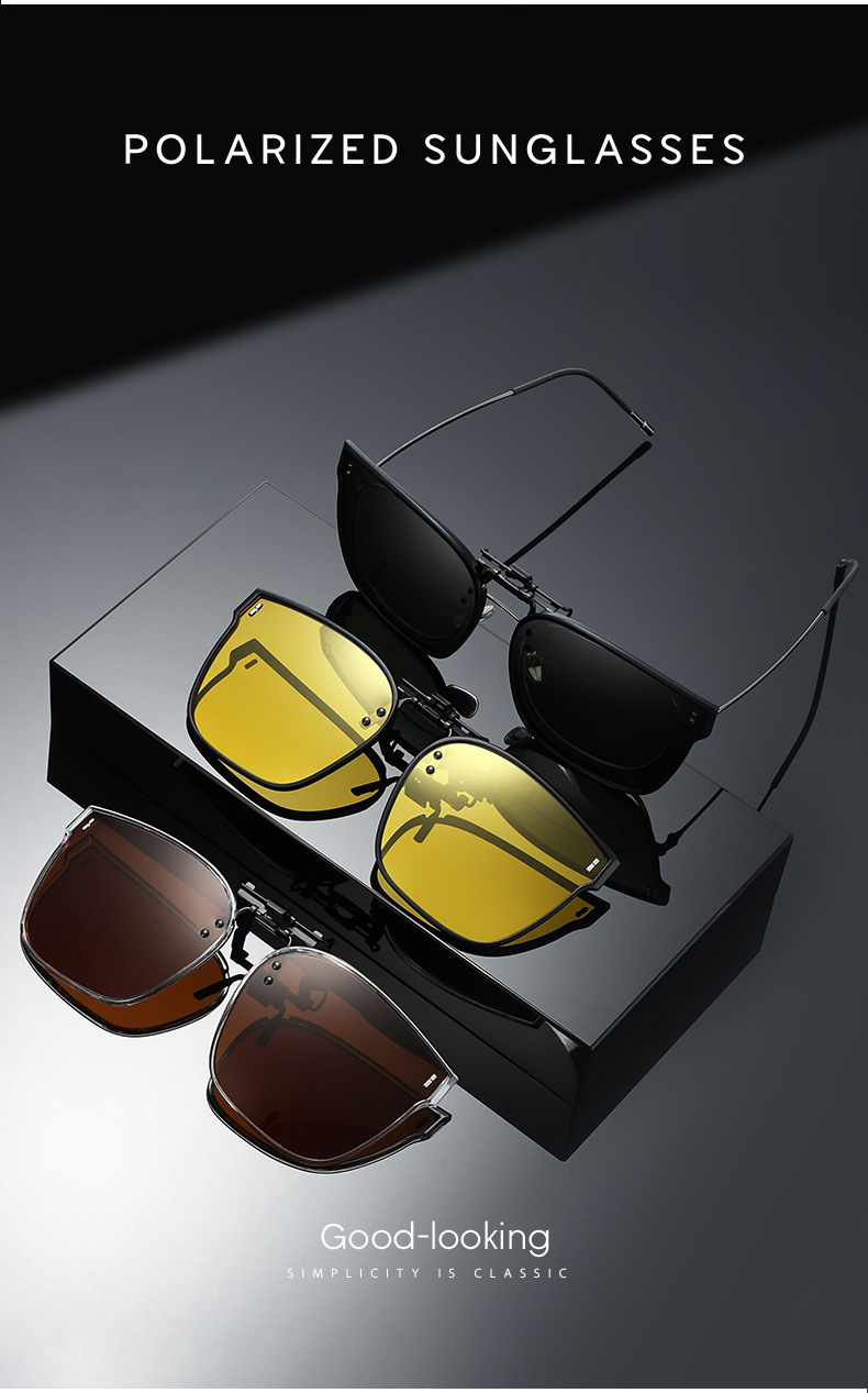 2025年新款偏光夹片太阳镜1017时尚男女近视可上翻墨镜夹片夜视镜详情2