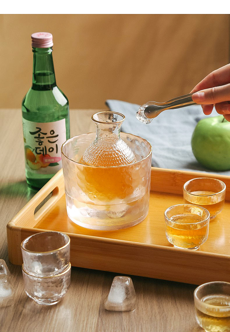 日式锤纹酒杯酒具清酒壶清酒杯玻璃小酒杯家用白酒杯温酒壶套装详情12