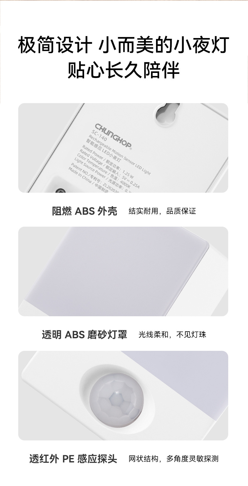 智能卧室感应小夜灯 儿童起夜灯台灯人体感应灯出口外贸批发 智能夜灯感应灯详情9