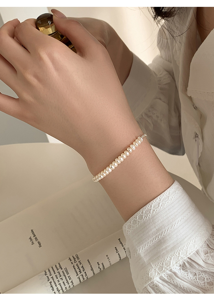 淡水珍珠手链碎银子纯银半银半珠手饰简约小众设计女银饰几何设计详情13