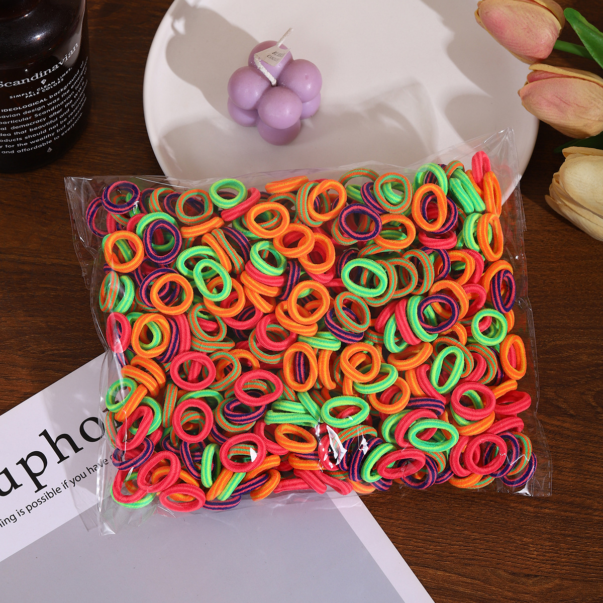 儿童不伤发毛巾圈500根装高弹力皮筋拇指橡皮筋头绳宝宝女童发圈详情23