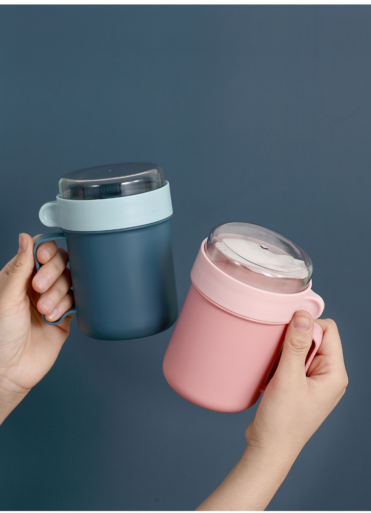 Aiyouke 304 taza de acero inoxidable sellado con la mano mantener la taza a los estudiantes trabajadores de oficina con cuchara de sopa portátil pic 21