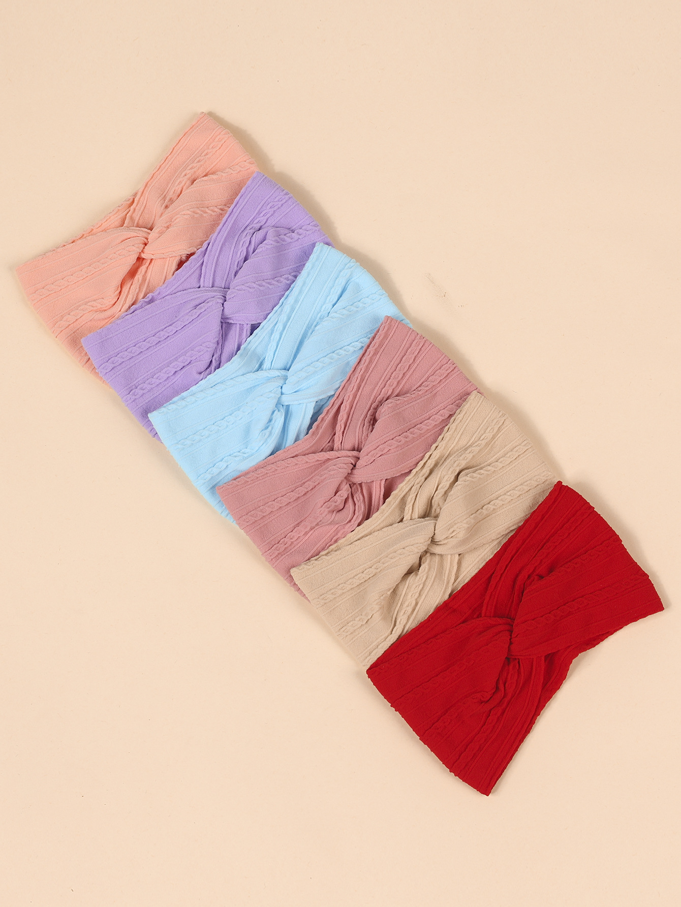 跨境儿童发饰 欧美流行宝宝交叉头带提花麻花蝴蝶结婴儿纯色发带详情3