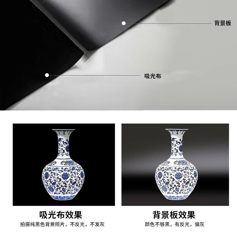 跨境现货直发黑色吸光布黑幕拍摄道具直播反光布背景布不反光哑光详情8