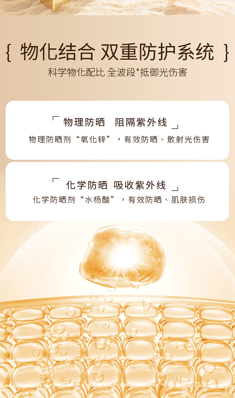 年蔻美白防晒霜小金瓶水感精华隔离妆前三合一防紫外线学生PA+++详情7