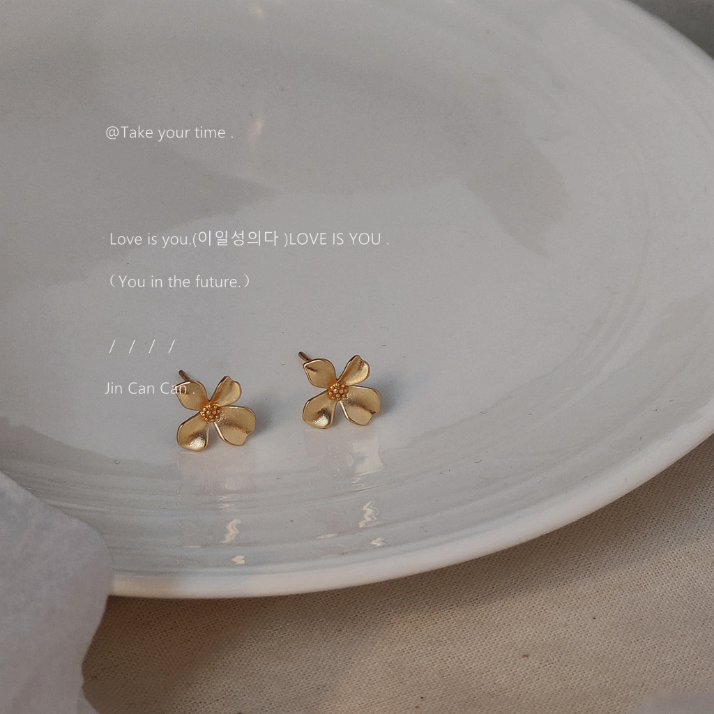 Mini ~ Simple 925 silver needle matte plated small and compact, no need to remove petal earrings for daily sleep. Factory earrings pic 1