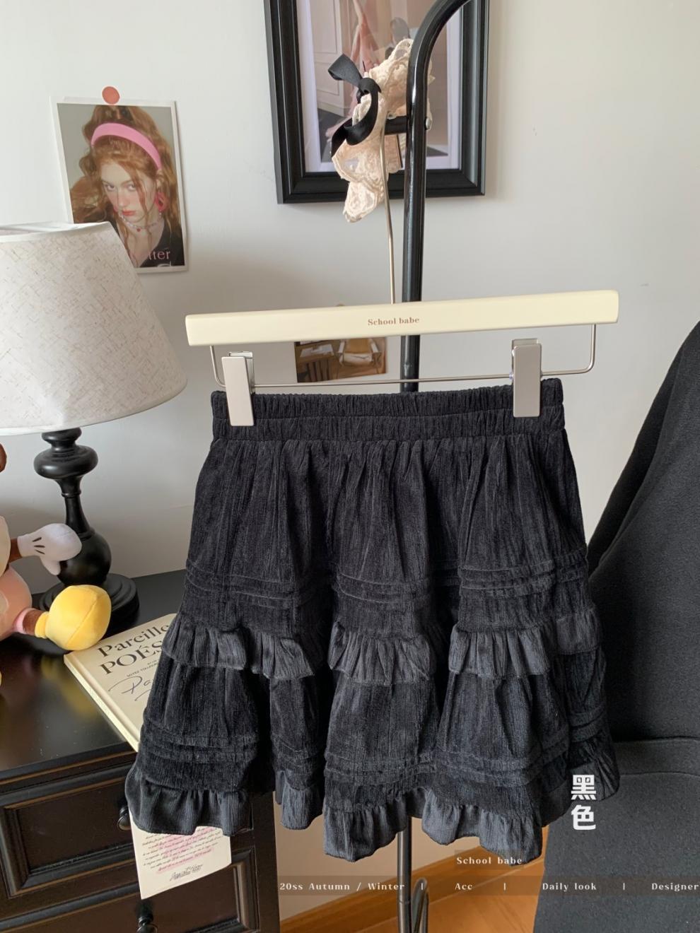 白色芭蕾风蛋糕半身裙女秋冬高腰显瘦松紧腰A字裙蓬蓬百搭短裙子详情12