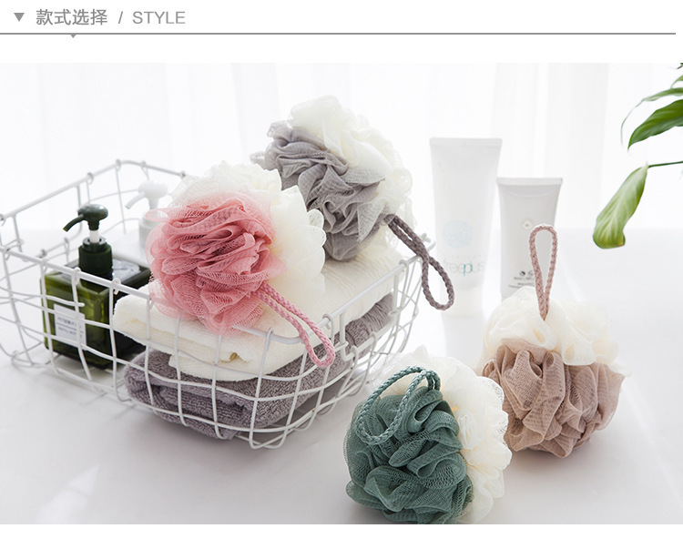 双色拼接成人泡澡球搓背丰富起泡不散超柔软搓澡去角质沐浴球花详情9