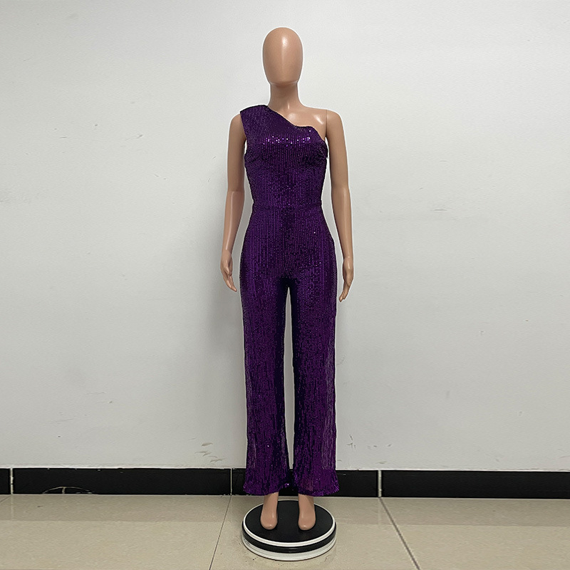 新中式无袖连体衣独立站夏季单肩亮片连体裤女批发详情37