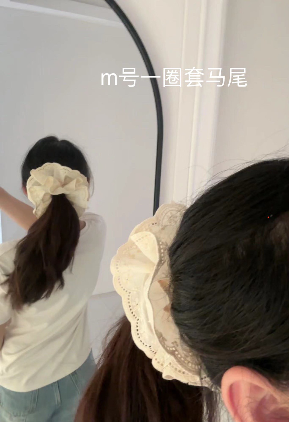 Pinecone retro princess-style French double-layer adjustable heavy industry milk white embroidered lace fluffy hair band pic 15