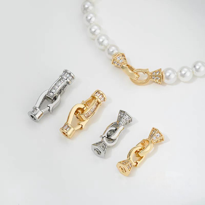 Wholesale of diy handcrafted accessories for 18k classic necklaces and bracelets with micro-inlaid white stone color retention and real gold plating pic 7