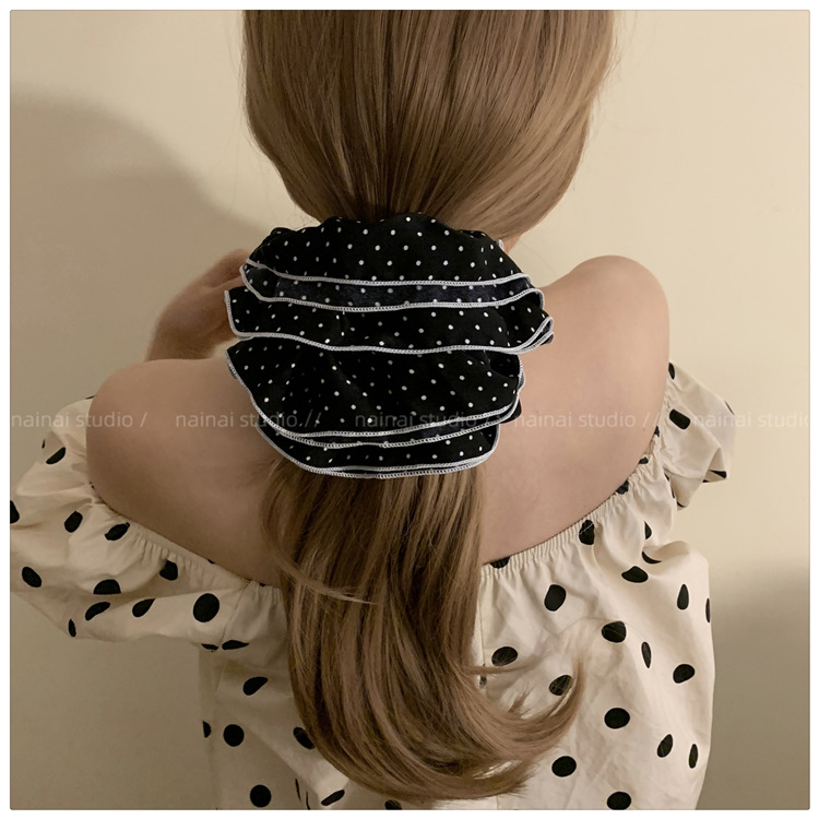 法式优雅波点大肠发圈网红2025新款简约温柔低马尾头绳女款发圈详情12