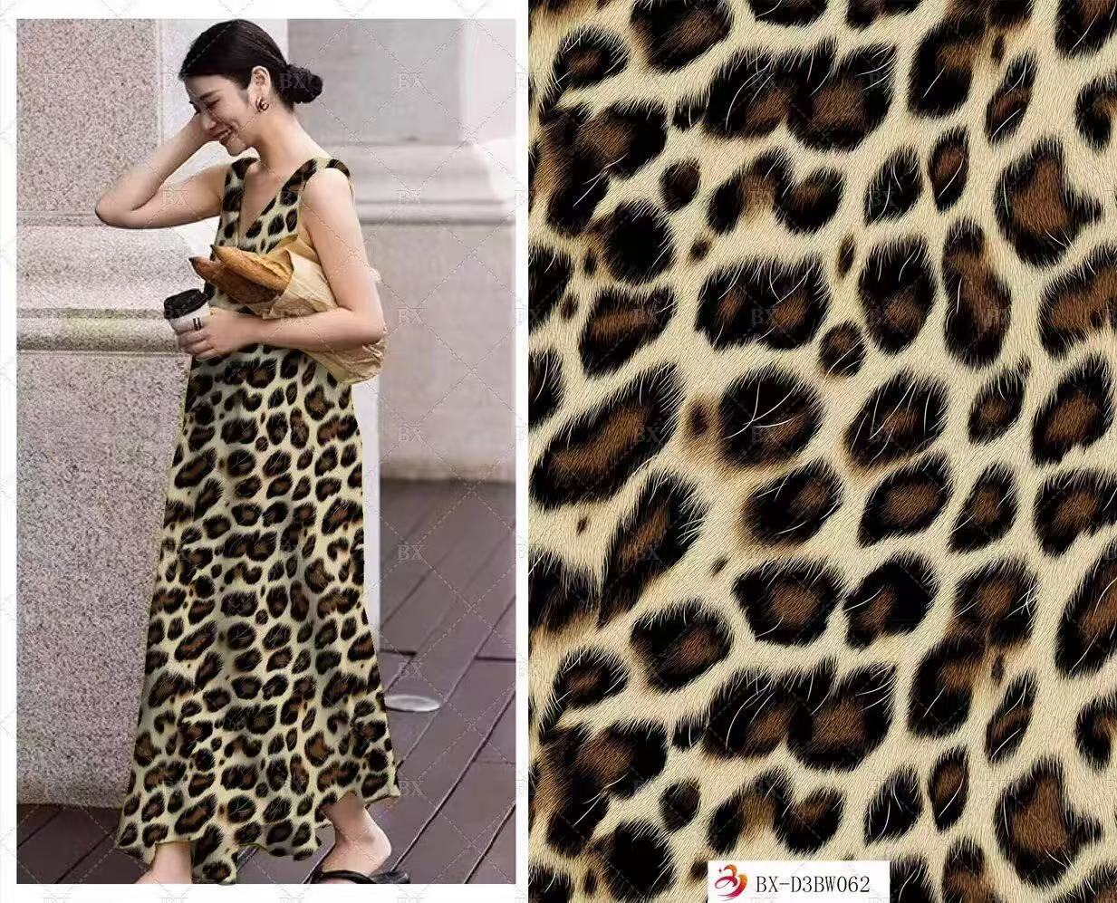 New 3D printed fabric, leopard print premium four-sided elastic clothing fabric, dress fabric, cross-border Amazon pic 3