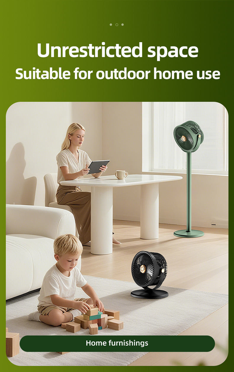 新款家用露营可伸缩落地扇USB桌面大风力循环扇办公室台式立式电详情17