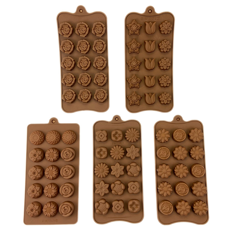 New flower-shaped chocolate silicone mold set, tulip cookie gummy diy mold, cake baking mold pic 27