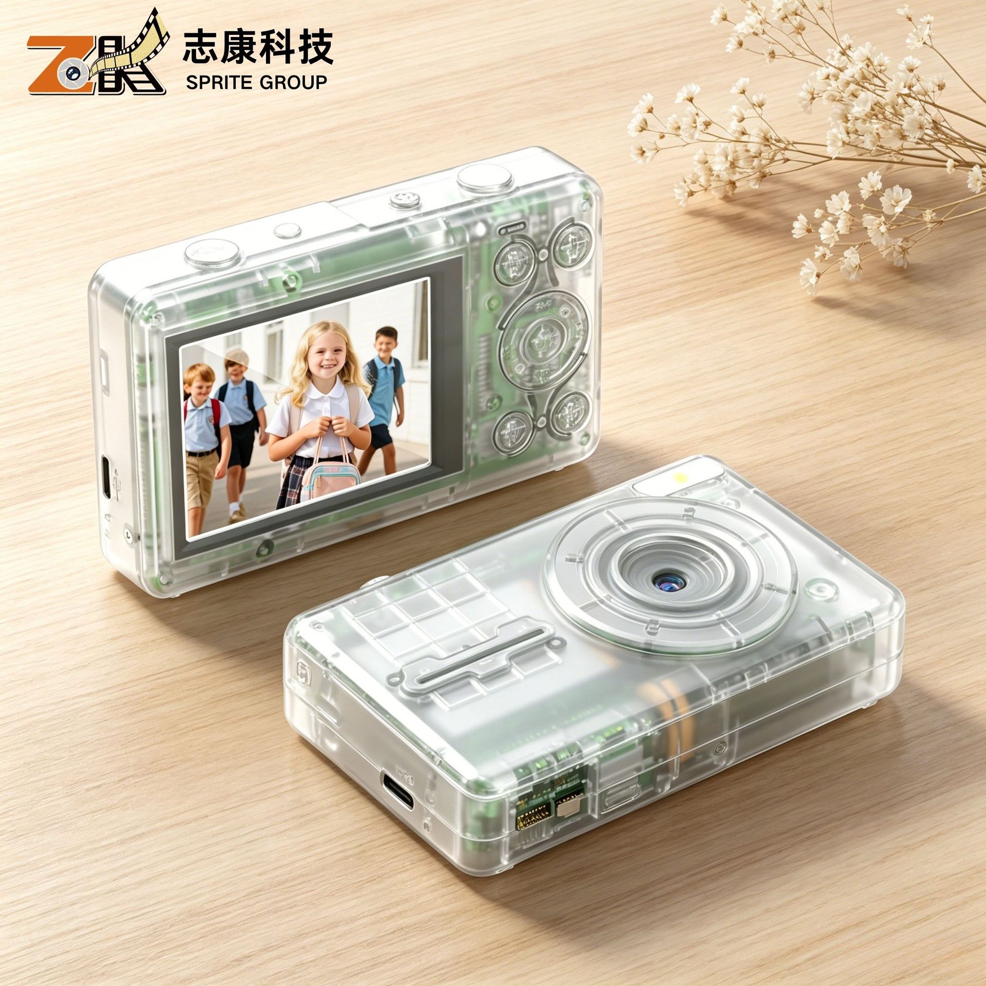 Transparent shell CCD digital camera, thumb camera, AR function, retro camera pic 1