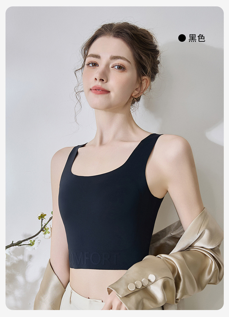 Fortunately, the same style of paper bra is designed for women. It can make the breasts look smaller, tuck in the breasts, prevent sagging, and create a slimming effect. It is a seamless and invisible vest bra pic 15