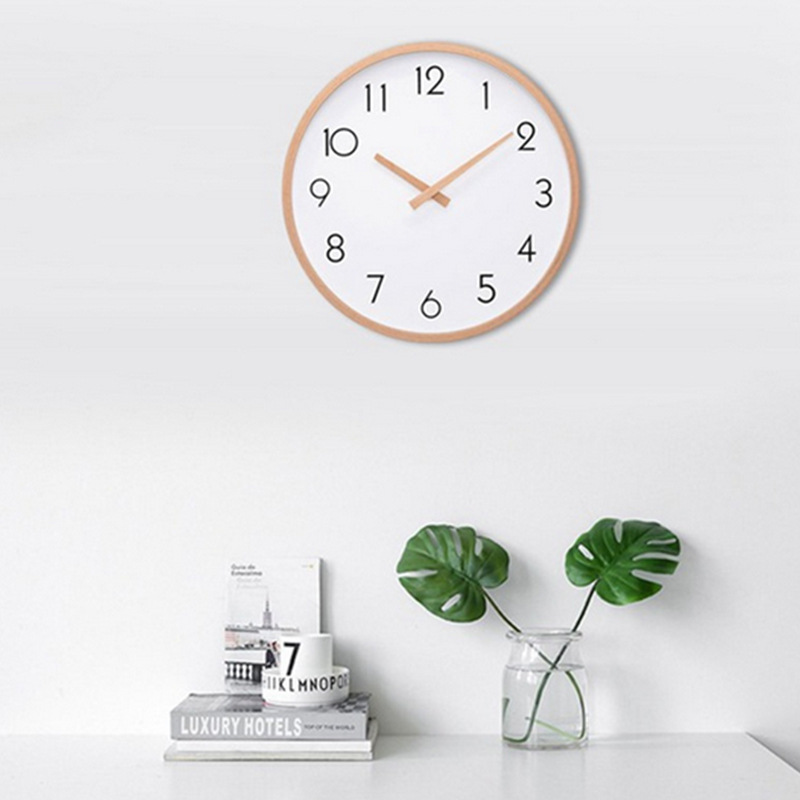 E-commerce cross-border bestseller solid wood silent scanning simple design artistic clock, Nordic wooden clock, wooden wall clock pic 5