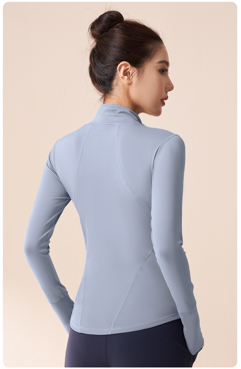 Juyitang Summer Yoga Coat, seamless stand-up collar stretch sports coat, stretch outdoor sports top pic 14