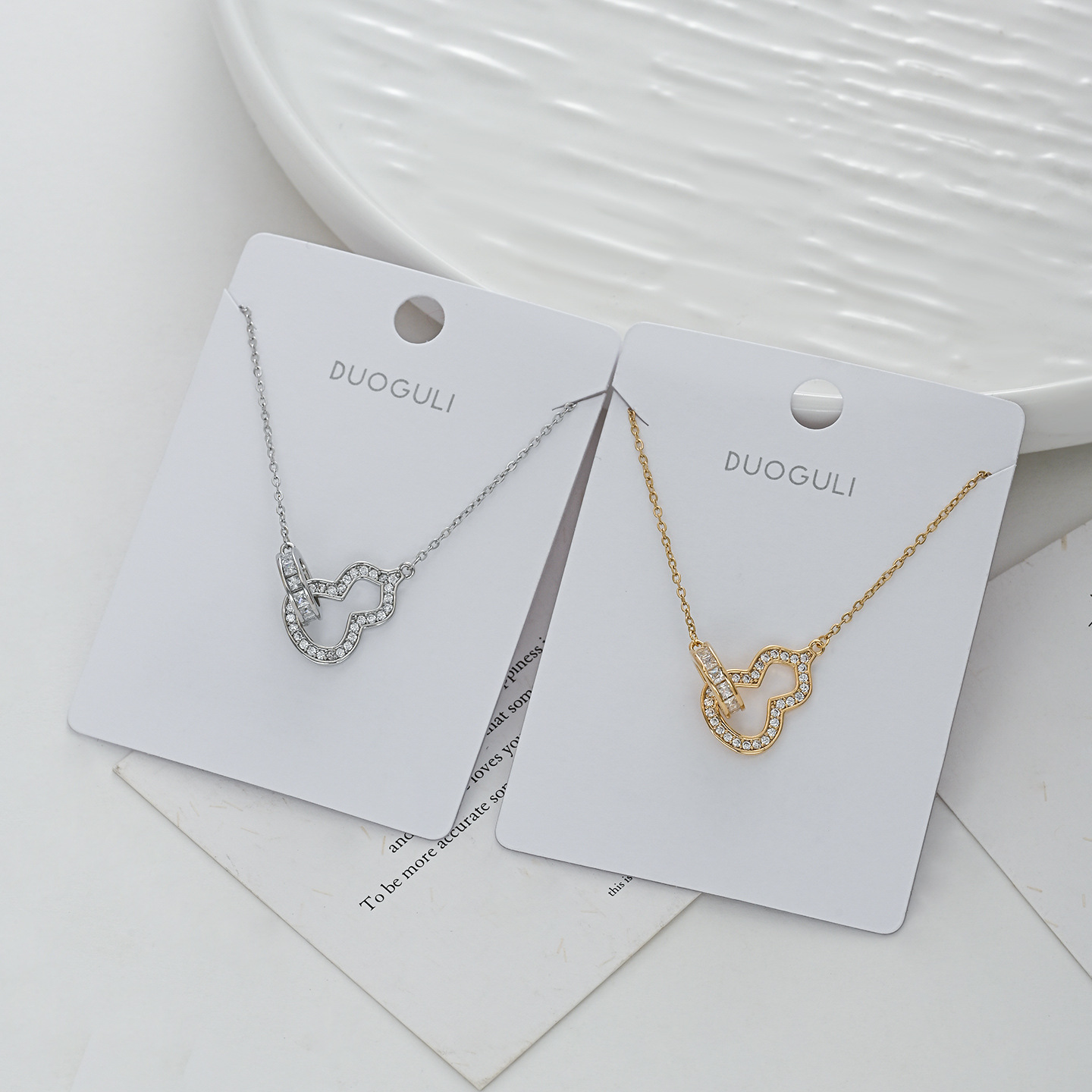 真金电镀微镶锆气质锁骨链女小众设计感新中式风葫芦项链精致颈链详情5