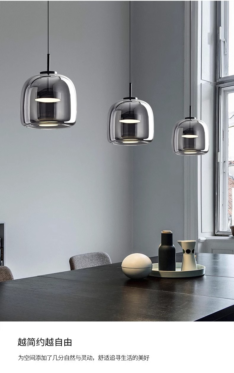 中山古镇玻璃灯具北欧现代简约创意吧台餐厅吊灯客厅艺术设计师详情5