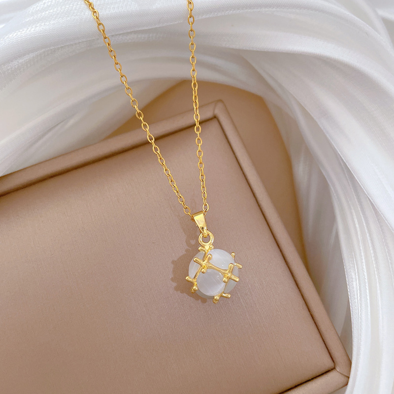 【钛钢】猫眼小球简约个性时尚轻奢气质华丽项链女百搭锁骨链钛钢详情12