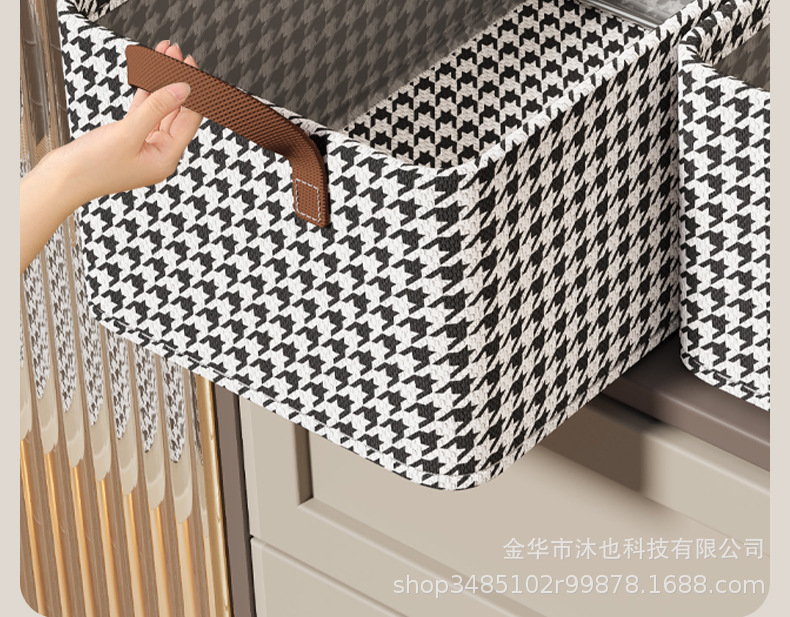 Thousand-bird grid fabric storage box, steel frame clothing and pants storage basket, drawer-type multi-functional storage box, dormitory clothes pic 13
