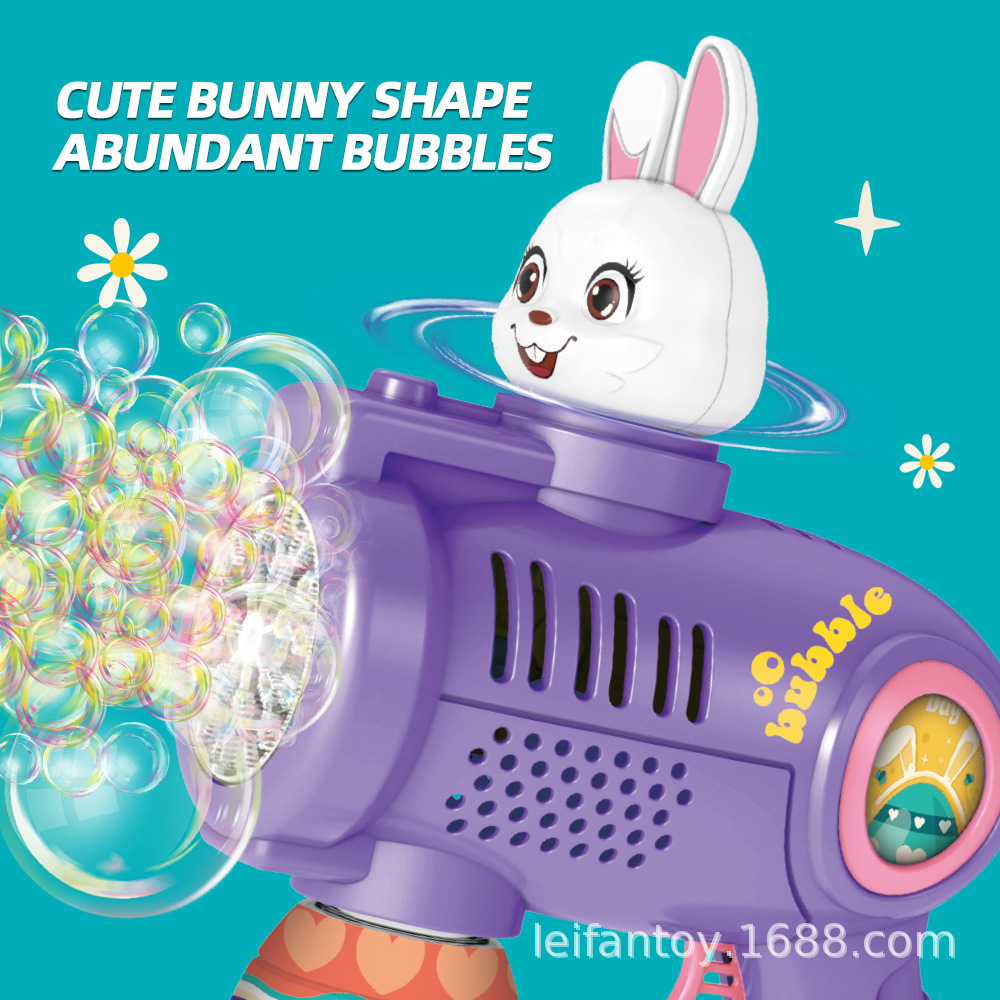 The 2026 new rabbit bubble machine, a fully automatic electric handheld Easter bubble gun toy for children, is going cross-border pic 3