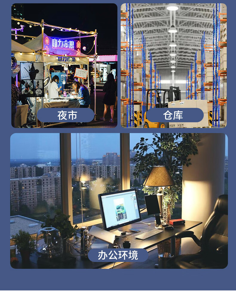 fsl佛山照明led灯泡大功率柱形球泡高亮节能A泡灯E27螺口明装灯座详情43