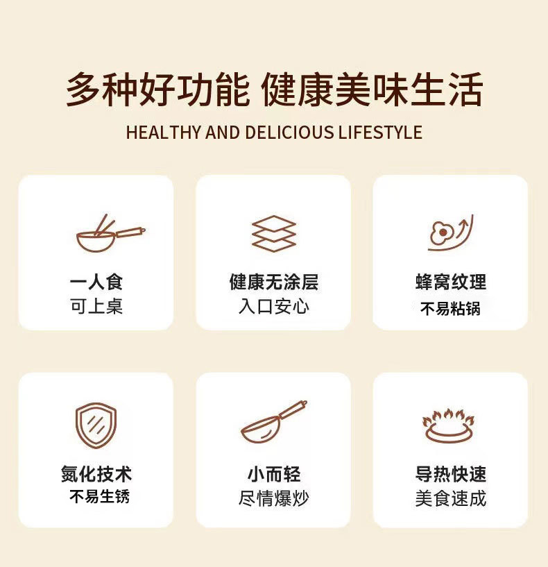 迷你小铁锅家用小炒锅电磁炉平底炒锅不易粘锅一人食无涂层小煎锅详情3