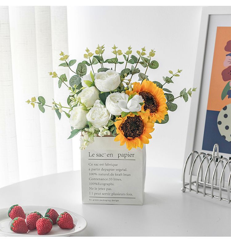 向日葵假花花摆设客厅餐桌面花艺装饰摆件卧室干花束绢花详情5