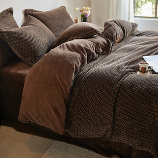 Class A, mother and baby grade, 100 all-cotton three-layer jacquard four-piece set, pure cotton quilt cover, bed sheet, bed cover, washed cotton products for winter pic 27