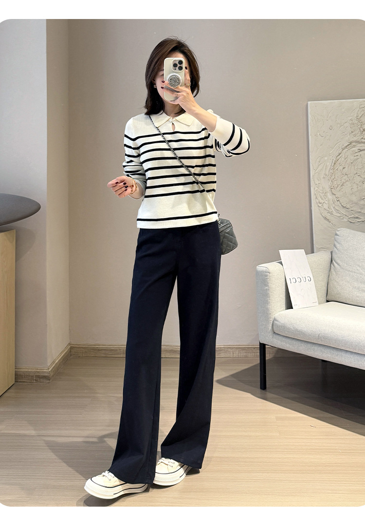 Spring/Summer 2025 Silk Australian cotton denim casual pants for women, Lyocell micro-elastic anti-wrinkle double-cut line style narrow wide-leg pants pic 22