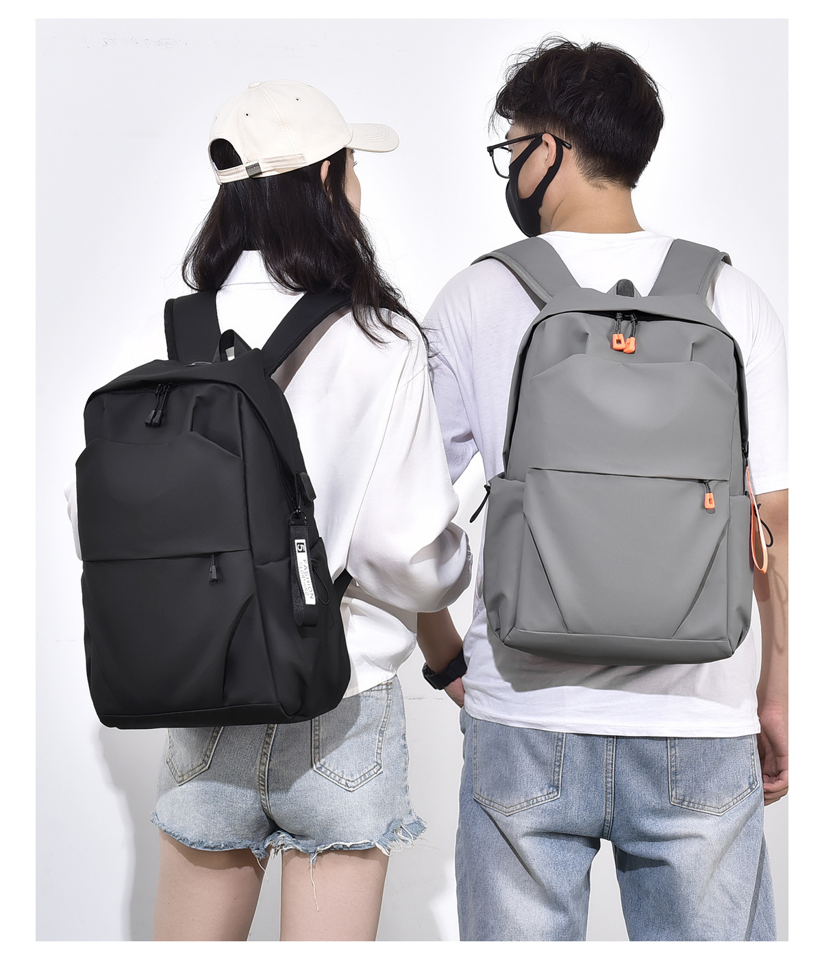 纯色休闲背包双肩包男女简约运动双肩背包通勤潮轻便旅行背包批发详情19