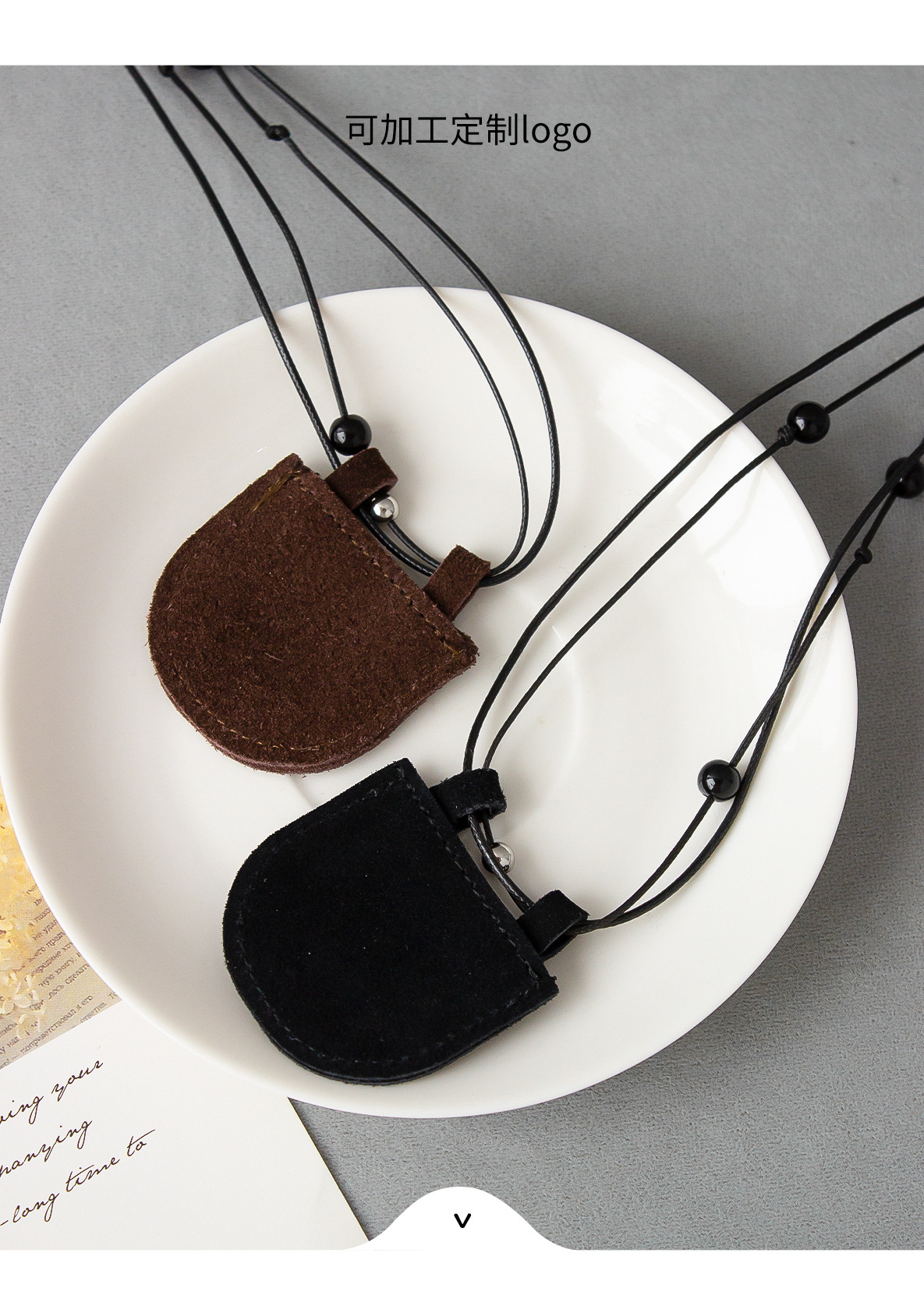 麂皮绒包包项链 mini半月牙设计感精致吊坠穿搭叠戴百搭毛衣项链详情3