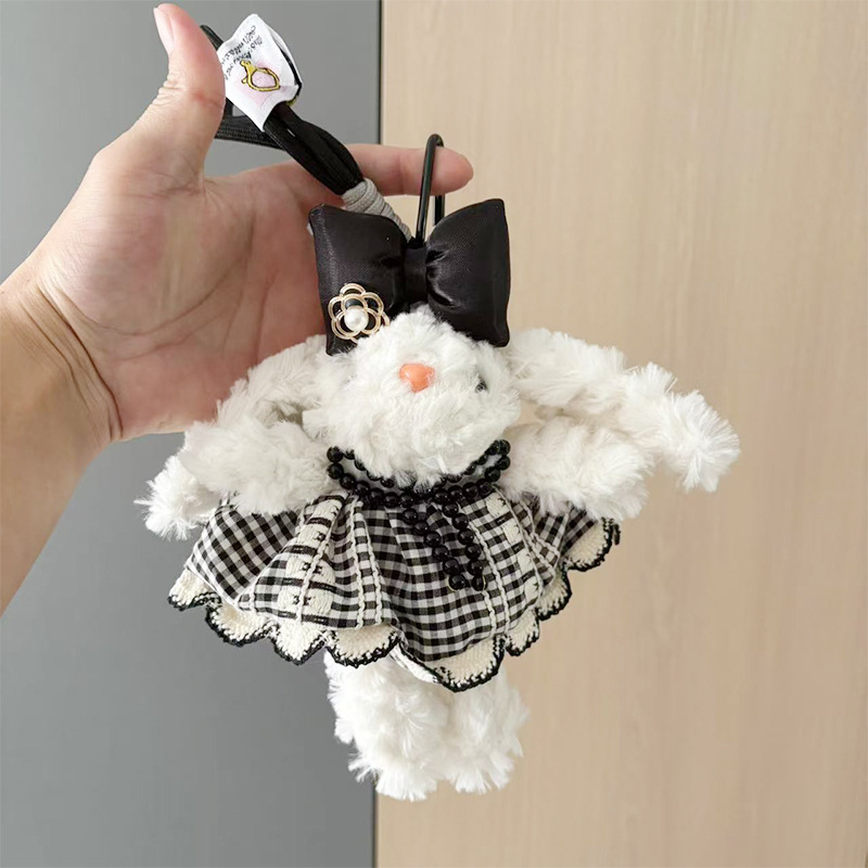 多巴胺格子长耳兔包包挂件小饰品可爱钥匙扣公仔玩偶兔子毛绒玩具详情43