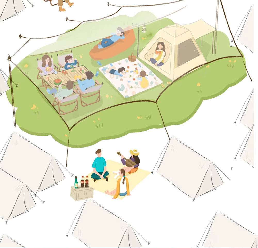 Portable butterfly-shaped hexagonal camping equipment and gear, including a canopy tent, a thick black rubber sun protection and sunshade canopy pic 12