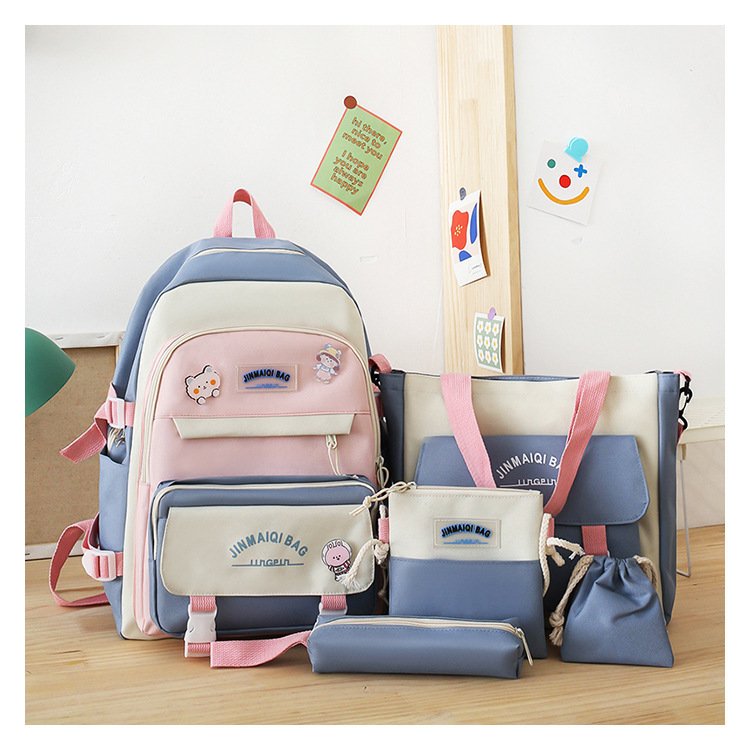 可爱书包双肩包女生ins五件套背包女日系甜美女生补课校园双肩包详情30