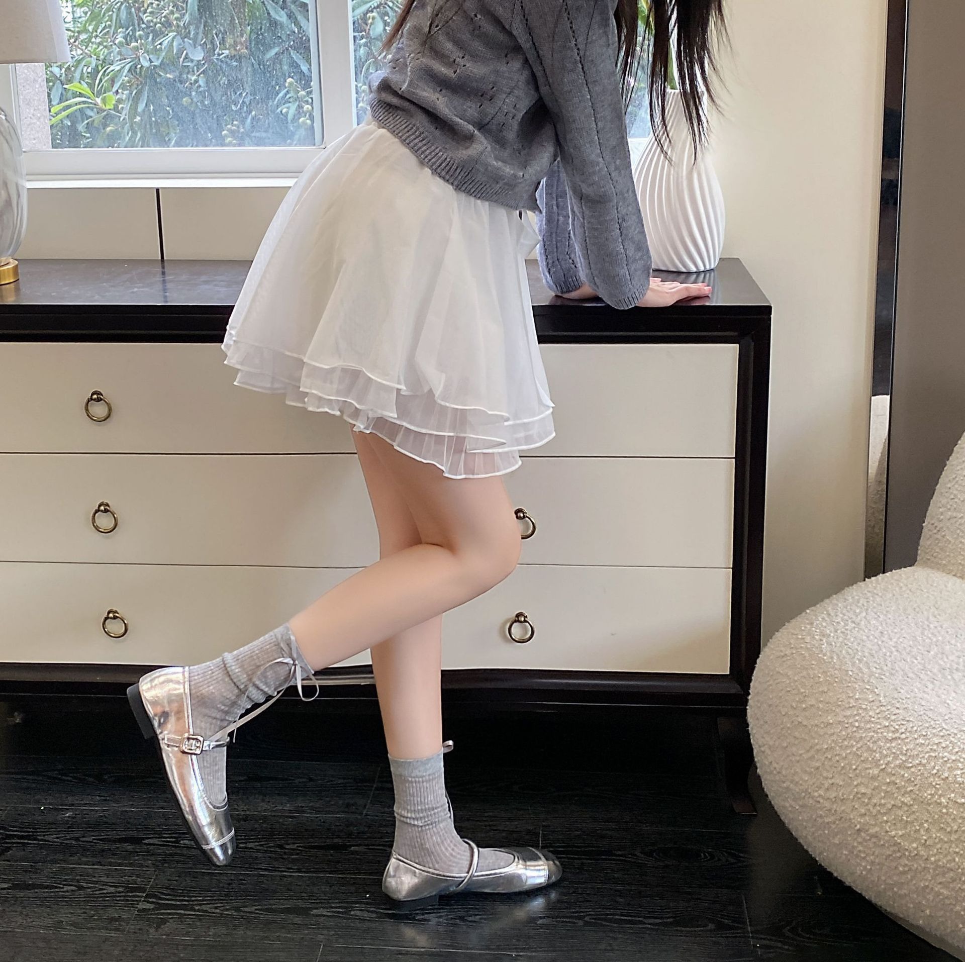 丝带蝴蝶结袜子女芭蕾风甜美少女中筒袜夏季薄款竖条jk堆堆袜飘带详情12